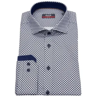 Pure Langarmhemd Slim Fit stark tailliert Kentkragen Kontrastknöpfe blau S