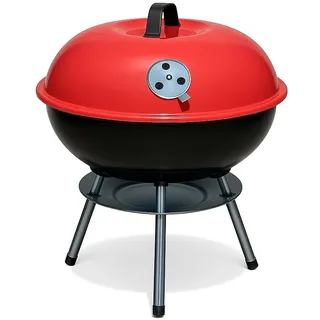 "Kompakter Kugelgrill 35 cm von Benson Garden – Tragbarer Holzkohlegrill mit einstellbarer Luftzufuhr, Aschesammelfach und Zusatzgitter – Perfekt für Balkon, Garten und Camping"