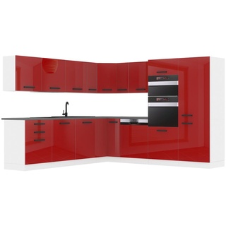 Belini Küchenzeile Küchenblock Küche L-Form JANE Küchenmöbel mit Griffe, Einbauküche ohne Elektrogeräten mit Hängeschränke und Unterschrä...
