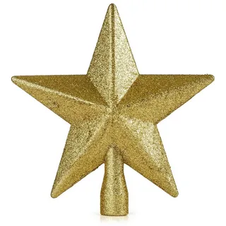 Spetebo Christbaumspitze Weihnachtsbaum Spitze 19 cm - Farbe: Gold (1-tlg), glitzer