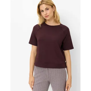 Strickpullover BRAX "Style BAILEE S", Damen, Gr. 48, braun (dunkellila), 51% Viskose, 44% Polyester, 5% Elasthan, Rundhals, Pullover Strickpullover