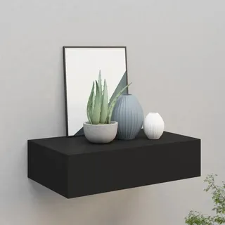ARKEM Wand-Schubladenregal Schwarz 40x23,5x10 cm Wandschublade Wandboard Wandregal Schublade Wandregal Mit Schubladen MDF