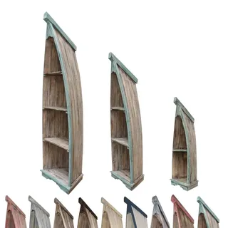 Oriental Galerie Bootsregal Boot Regal Bücherregal Bücherschrank Standregal Aufbewahrung 95 cm Albesia Holz Braun Grün