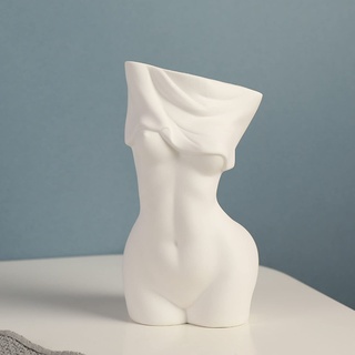 Cutfouwe Menschlicher Körper Vase, Deko-Vase Frau in Weiß, H20 cm Vase aus Keramik Body Vase Boho Stil, Blumenvase Blumenbehälter für Wohndekor Baddeko Einweihungsgeschenk,White Matte a