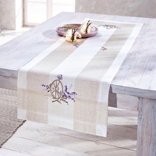 Tischläufer Lavendel mit Stickerei, 40 x 140 cm