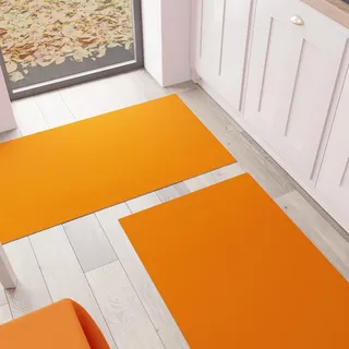 PETTI Artigiani Italiani - Küchenteppich Läufer Küchenteppich Waschbar rutschfest Teppichläufer Küchenteppich Einfarbig 52x240 cm Orange 100% Made in Italy