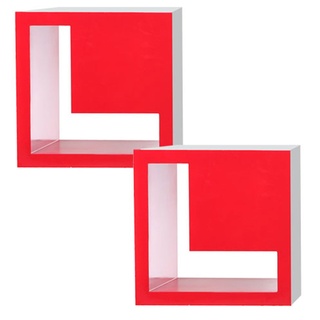 2er Set Design Wand Regale Wohn Schlaf Zimmer Raum Trenner Ablagen MDF L Form Fächer Hochglanz rot