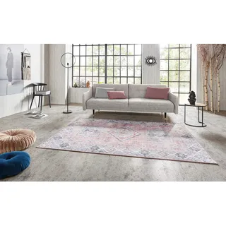 Teppich HANSE HOME "Gratia" Gr. 3, rosa (altrosa), B:120cm H:5mm L:160cm, Polyester, Teppiche, Teppich, Orientalisch, Vintage, Flachgewebe, Läufer, Wohnzimmer, Schlafzimmer