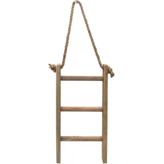Spetebo Holz Dekoleiter mit 3 Sprossen Landhaus Design - 40 x 20 cm - Mini Holzleiter Natur zum Hängen oder Hinstellen - Miniatur Leiter Vintage Boho Scandi Wand Deko Ständer