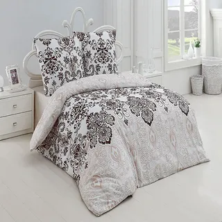 Buymax Bettwäsche 155x220 cm 4-teilig – Bettwäsche Set Renforcé 100% Baumwolle, 2 x Bettbezug 155x220 cm und 2 x Kissenbezüge 80x80 cm, Oeko-TEX, Reißverschluss, weich und atmungsaktiv
