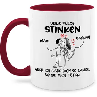 Tasse Tassen 325ml - Partner Freund & Freundin - Deine Fürze stinken I Paar Geschenke Pärchen Valentinstag - 325 ml - Bordeauxrot - tee partnertassen liebeserklärung furz kaffeetasse