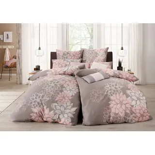 Home affaire Bettwäsche Susan in Gr. 135x200 oder 155x220 cm, Biber, 2 teilig, in verschiedenen Qualitäten, romantische Bettwäsche mit Blumen grau|rosa