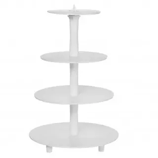 Glatte, 4-stöckige Tortenetagere, Ø 34-30-25-19 cm, Gesamthöhe 51 cm, aus Kunststoff