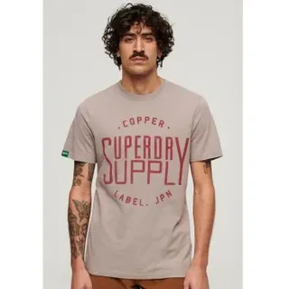 Superdry für Herren. M1011900A Workwear-T-Shirt aus der beigen Copper Label-Reihe (S), Lässig, Baumwolle, Kurzarm
