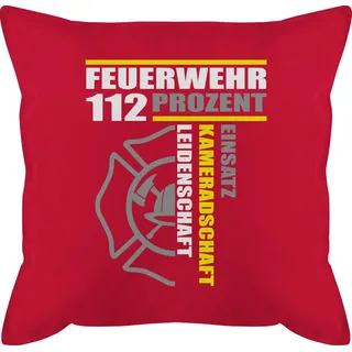 Shirtracer Dekokissen Feuerwehr 112 Prozent Einsatz Kameradschaft Leidenschaft I Freiwillige, Feuerwehr rot
