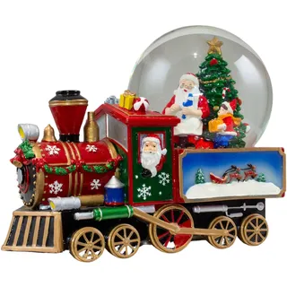 Schneekugel Spieluhr 22cm Weihnachtsmann Zug Polyresin Glas Weihnachtsdeko