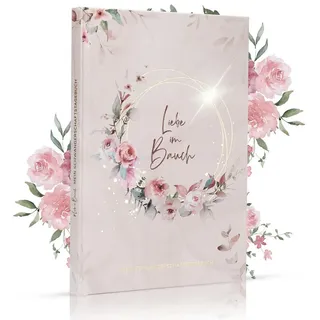 MeinBaby123® Tagebuch Schwangerschaft, Geschenke für Schwangere, Schwangerschafts Journal, Schwangerschaftsbuch "Liebe im Bauch" vergoldet rosa