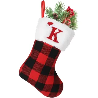YuuFcy Weihnachtsstrumpf Personalisiert Nikolausstrumpf 22 cm Christmas Stockings Weihnachtsbaum Kamin hängende Ornamente Geschenkhalter Weihnachtsdekorationen für Weihnachtsbaum und Heim (K)