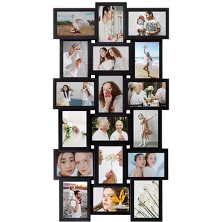JM-Deco Bilderrahmen Collage 18 Öffnung für Wanddekoration, Reunion Friends Family College Bilderrahmen, Erinnerungs-Fotorahmen, Galerie-Puzzle-Collage Wandbehang für 10 x 15 cm, schwarz