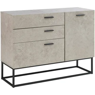 [en.casa] Sideboard Lavangen 75 x 100 x 35 cm Betonoptik, hell / Grau