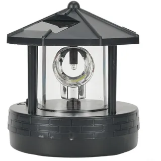 Oceanlend Solar-Leuchtturm, für 360 Grad drehbar, LED-Garten-Licht, mit wasserdichtem Design, 300 Ah Akku, 2 Solarzellen (schwarz)