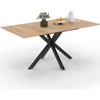 IDMarket - Ausziehbarer Esstisch Rechteck ALIX 4-8 Personen Spinnenbein Holz und Schwarz 120-160 cm