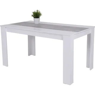 Esstisch Lilo - Nachbildung Weiß / Betonoptik - Maß 138 x 80 x 76 cm - Weiß