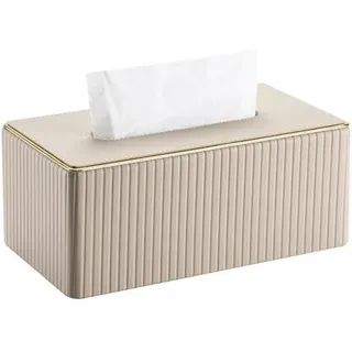 KINGFOM Taschentuchbox Kosmetiktücherbox mit Golden Edge, PU Leder Tissue Box Tücherbox, Taschentuchspender Taschentücher Box für Wohnzimmer, Bade