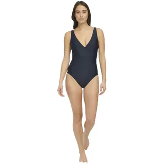 Tommy Hilfiger Damen-Badeanzug mit V-Ausschnitt, Mitternacht/Ausflug, einfarbig (Midnight//Getaway Solids), 36 - 36