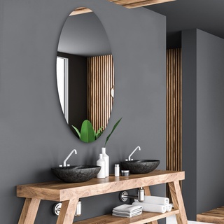 Alasta Eleganter Spiegel In Form Einer Ellipse, Badezimmerspiegel, Wandspiegel, Hängespiegel - Größe 50x100cm