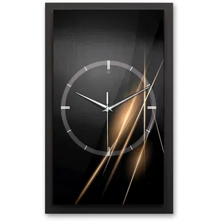 Kreative Feder 3D Designer-Wanduhr Golden Lights in modernem Metallic-Look 50x30cm rechteckig analog lautlos ohne Ticken (Golden Lights, leises Quarzuhrwerk)