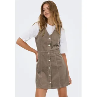 Cordkleid ONLY "ONLMOXIE S/L BUT CORD DRESS CC PNT", Damen, Gr. XS, N-Gr, beige (fossil), Cord, Obermaterial: 100% Baumwolle, unifarben, regular fit kurz, V-Ausschnitt, Kleider, Baumwolle, regular fit