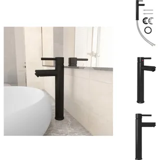 vidaXL Badezimmer Mischbatterie Schwarz 12x30 cm - Armaturen - Schwarz