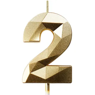 Geburtstagskerzen Zahlen Kerze 2 Tortendeko 2. Geburtstag Junge Mädchen Kerzen Geburtstag Gold 0-9 Zahlen Geburtstagskerzen für Torte