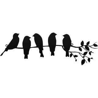 Metall-wanddeko – Vogel Auf Ast – Silhouette – Wandkunst – Vogel – Schwarzes Metall – Metall-wandplakette, Stil B