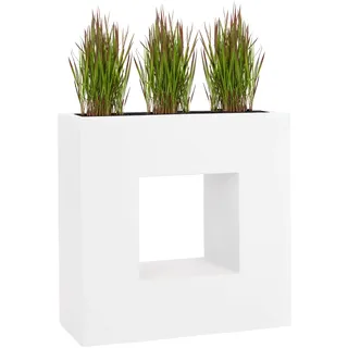 Pflanzwerk® Pflanzkübel Fiberglas Weiss Vista 66x66x28cm *Frostbeständige Blumenkübel* *Deutsche Premiumqualität* *Lotus-Effekt Imprägnierung*