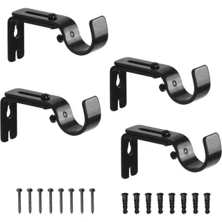 4 Stück verstellbare Wandhalterung für Gardinenstange, Edelstahl-Halterungen für Gardinenstange, Zubehör, schwarzes Metall, Zuhause, Schlafzimmer