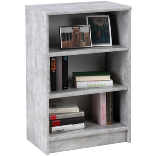Bücherregal OPTIMUS, Betondekor - Weiß - 54 x 86 cm - 3-fach höhenverstellbare Einlegeböden