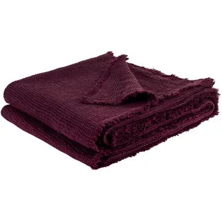 Honeybee-Plaid – weiche Decke aus Leinen – einfarbig gewebtes Plaid mit Fransen aus Naturmaterialien – 130x180 cm – 395 oxblood – von ’zoeppritz since 1828’