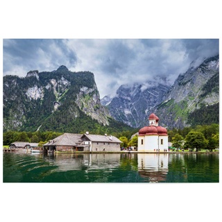 artboxONE Poster 90x60 cm Natur Blick auf den Königssee hochwertiger Design Kunstdruck - Bild königssee Bayern Berge