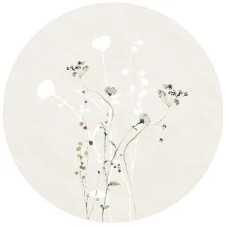 Bilderdepot24 Teppich Vinyl Wohnzimmer Schlafzimmer Flur Küche Blumen modern, rund - beige glatt, nass wischbar (Küche, Tierhaare) - Saugroboter & Bodenheizung geeignet beige 240 cm x 240 cm