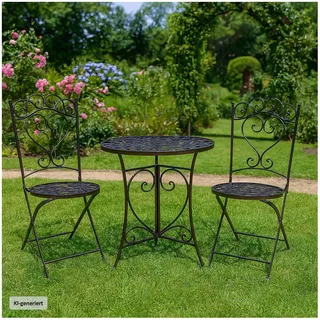 Hti-Living Romantische Gartenmöbel Set 3-tlg. Braun