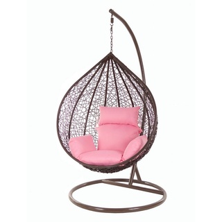 KIDEO Hängesessel »Hängesessel MANACOR darkbrown«, Swing Chair, braun, Schwebesessel, Hängesessel mit Gestell und Kissen rosa