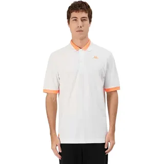 Kappa Neon Kurzarm-poloshirt - White / Neon Orange - L
