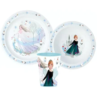 Disney Frozen Weihnachts Kinder Geschirr-Set 3-teilig – Teller, Schüssel & Henkelbecher – Elsa, Anna & Olaf – Offizielles Eiskönigin Frühstücksset