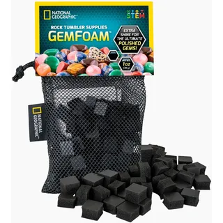 National Geographic Rock-Tumbling-Medien - GemFoam wiederverwendbarer Steinpolierschaum, Verwendung nach Stein-Taumelkornzyklen, verleiht Trommelsteinen und Mineralien Glanz, Stein-Tumbling-Zubehör