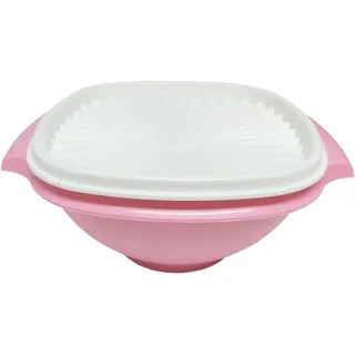 Tupperware Wonderlier Sonnenschüssel 828 ml mit Deckel – Frischhalteschüssel Salatschüssel Vorratsdose luftdicht – Rosa Rosé mit weißem Deckel