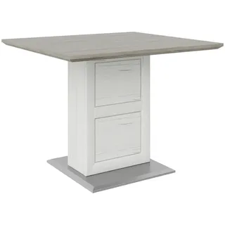 Hom`in Esstisch, Grau, Weiß, Holzwerkstoff, quadratisch, Säule, Bodenplatte, 80x76.2x80 cm, Variantenauswahl, Esszimmer, Tische, Esstische, Esstische quadratisch