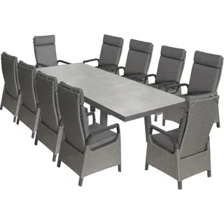 bellavista - Home&Garden® Gartenmöbel-Set Ontario 4 – 10 Hochlehner & Ausziehtisch Anthrazit - Grau