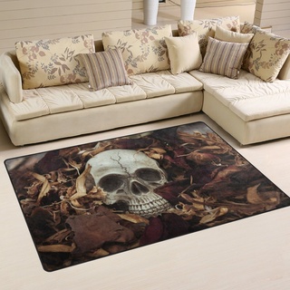 Use7 Teppich mit Totenkopf-Motiv, für Wohnzimmer, Schlafzimmer, 50 x 80 cm